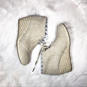 TOMS Espadrille Lace-Up Wedge, Beige, Size 10